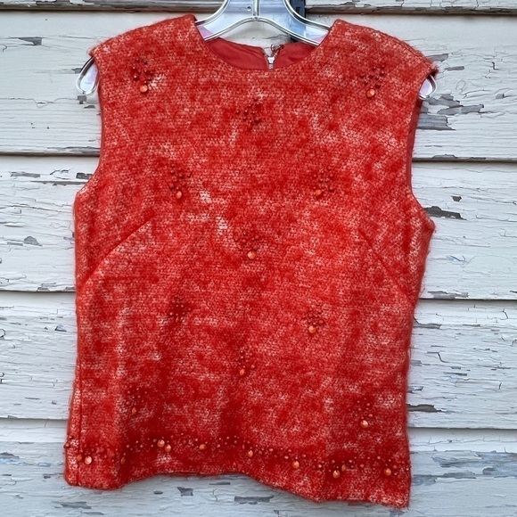 Lee Richard Jackets & Blazers - Vintage 60s Lee Richard Fashions Mohair Beaded Sweater Vest Blouse Top 14